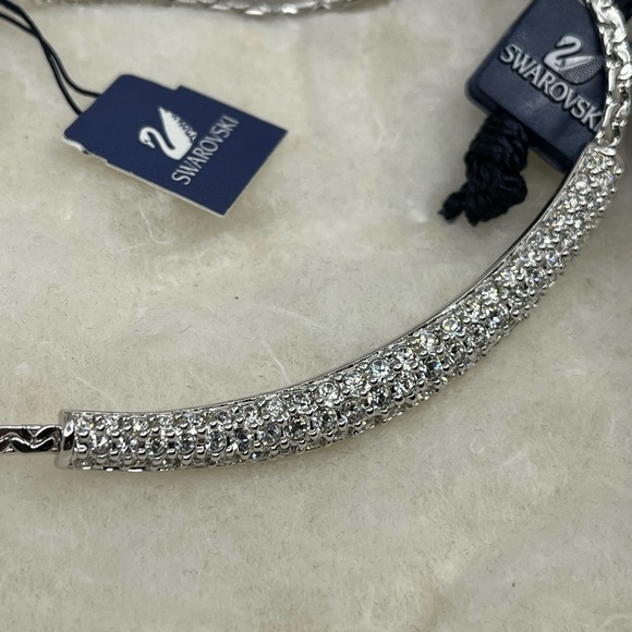 Swarovski Elements White Gold Plated Crystal Pave Bar Necklace, 16" - Picture 16 of 17